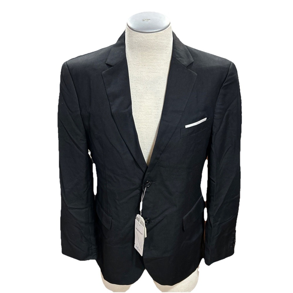 Wehilion mens blazer Suit Jacket Large 42/36 Black  2 Button